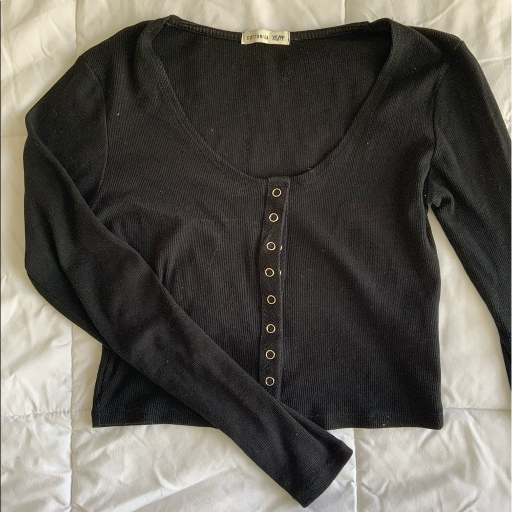 COTTON ON - Snap lock Long Sleeve Cropped Tee